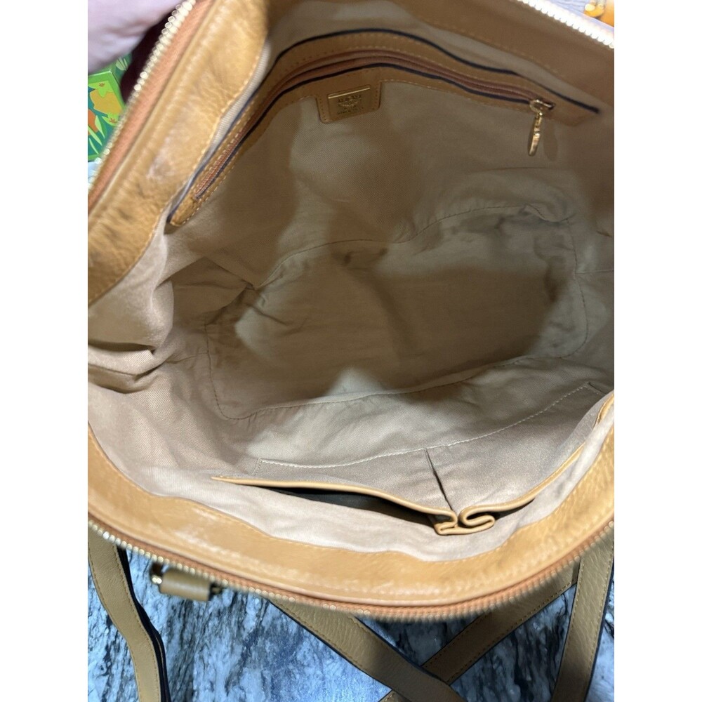 MCM Visetos Cognac 2-Way Tote EUC Fantastic Bag For Fall Plastic on Hardware - Picture 12 of 16